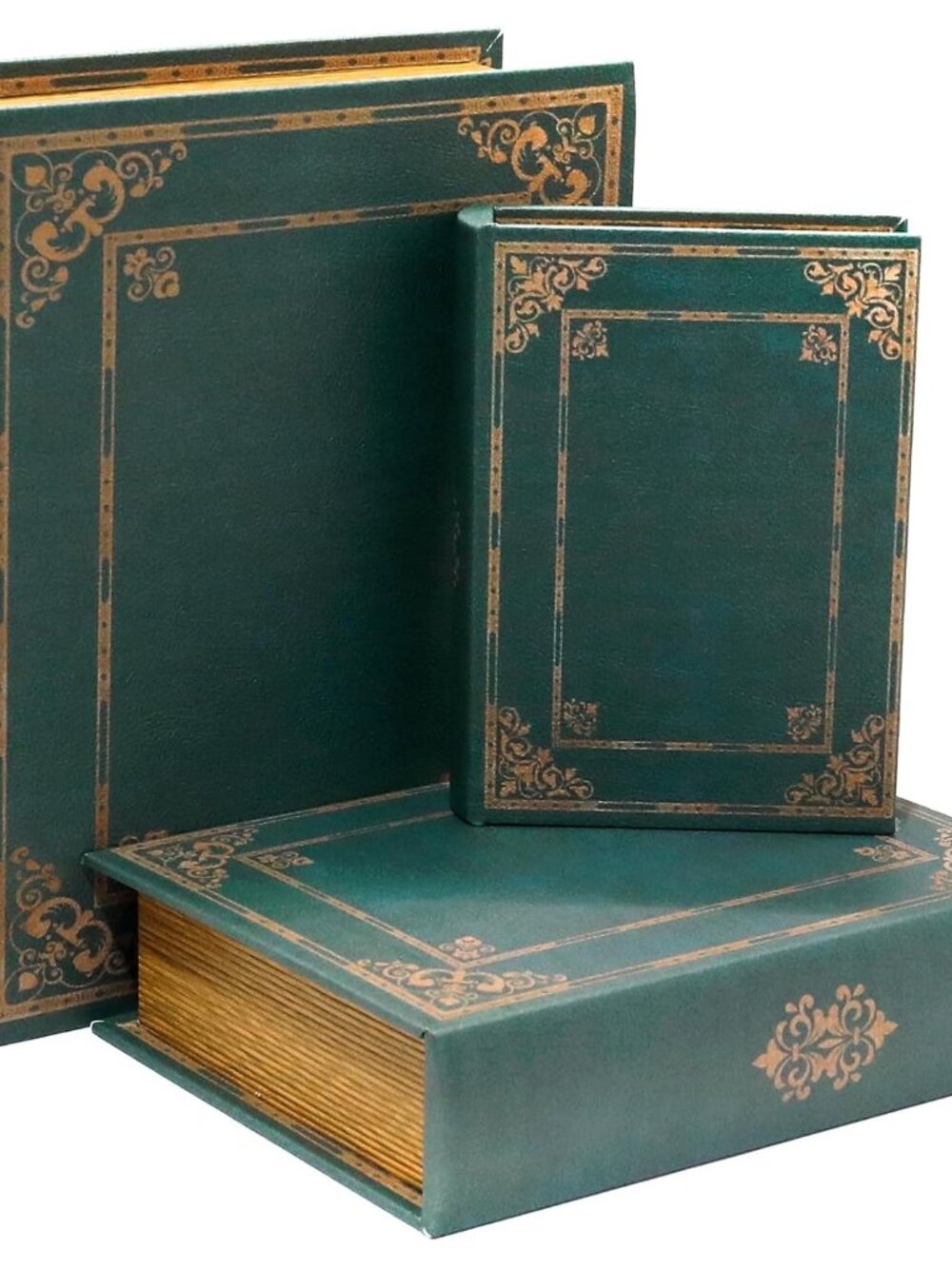 Wooden Decorative Book Boxes 3-Pack - Vintage Style Secret Storage Boxes Handcra